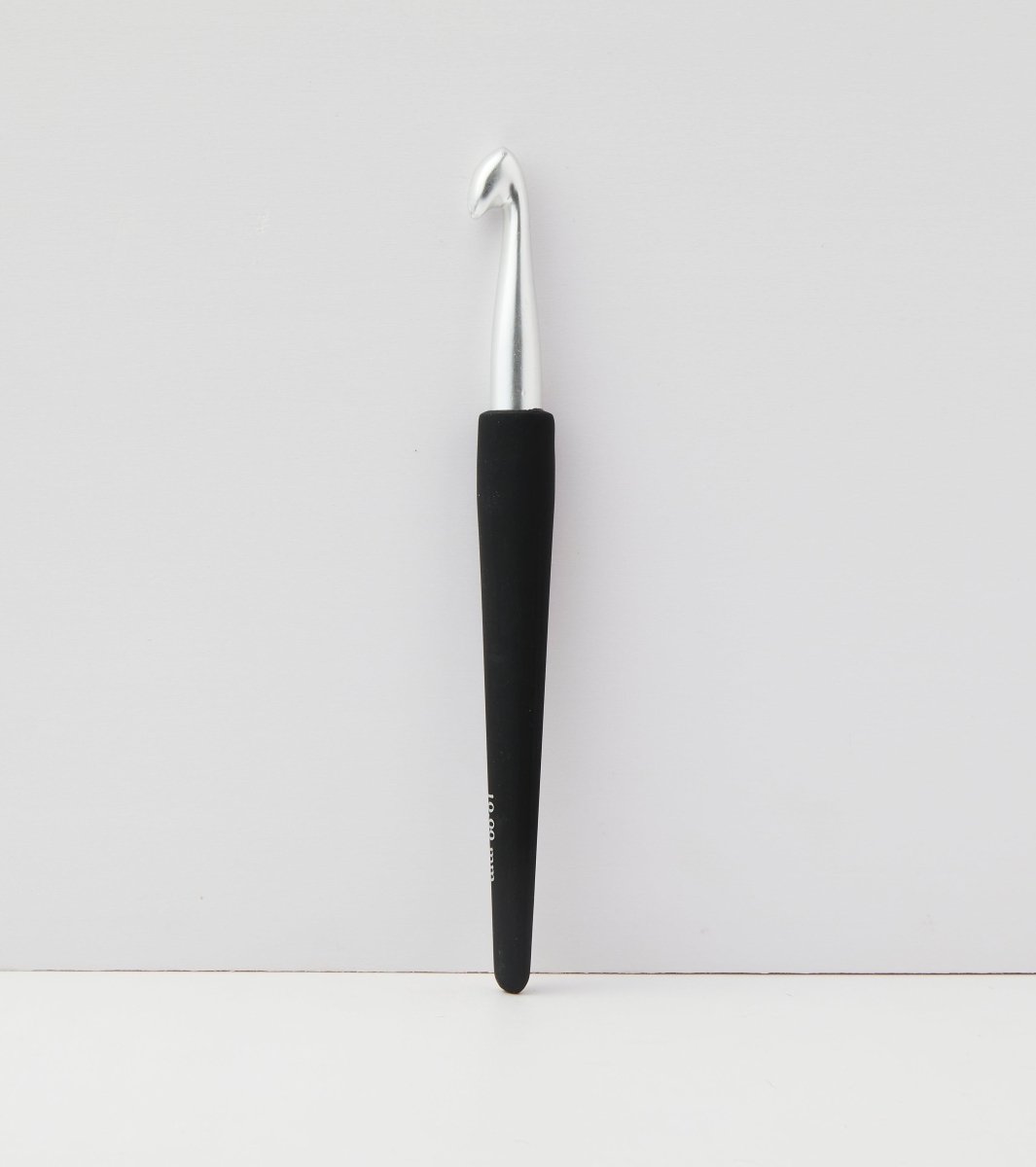 Silver Aluminium Hook by KnitPro, Black Soft Grip Handle
