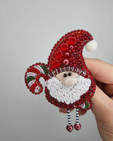 Crystal Art Gnome brooch kit with colorful beads.