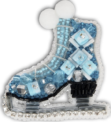 Beadwork kit for creating broоch Crystal Art Skates