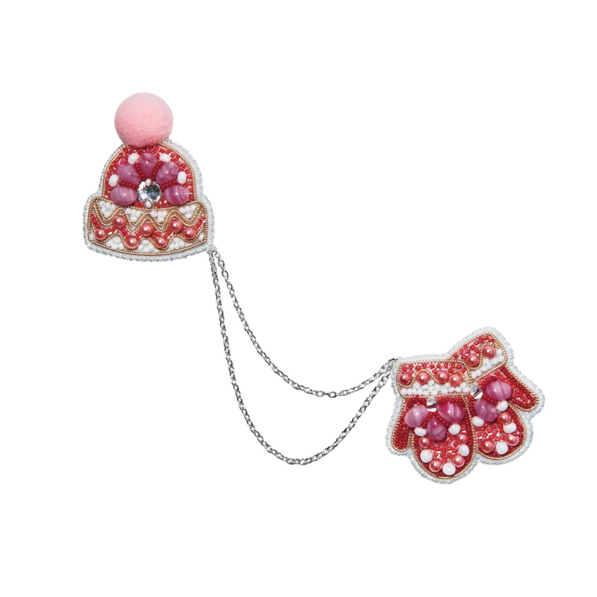 Beadwork kit for creating brochо Crystal Art Hat and mitten