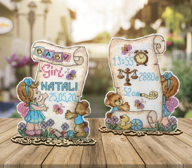 BABYGIRL gift Joyful events Counted Cross Stitch Kit count plastic canvas,