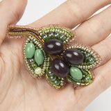 Beadwork kit for a stylish Crystal Art Olives brooch.