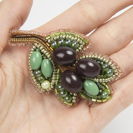 Beadwork kit for a stylish Crystal Art Olives brooch.