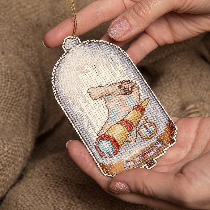 CRYSTAL ART's CAPTAIN In Search of Treasures cross-stitch kit with plastic canvas.